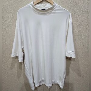 Nike Y2K 2000s Golf White Short Sleeve Tee Raised Collar XXL